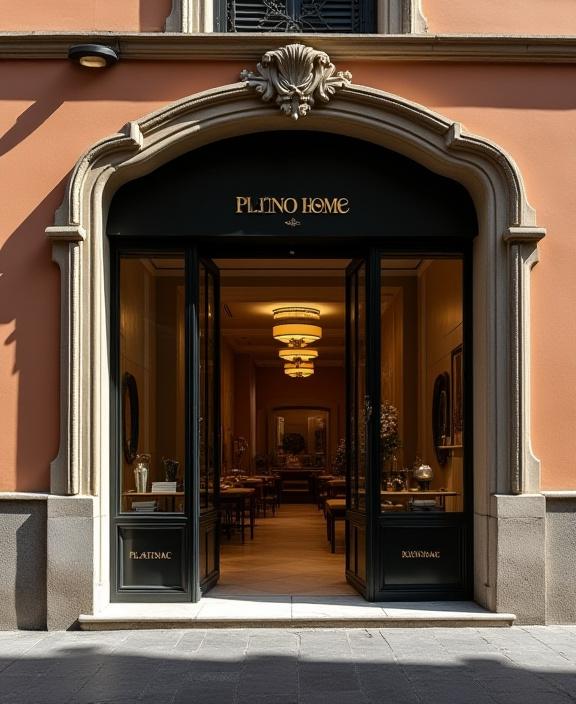 Facciata esterna del negozio Platino Home a Via del Babuino, Roma